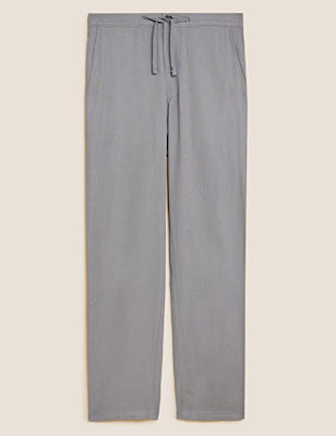 Linen Mix Plain Regular Fit Trouser