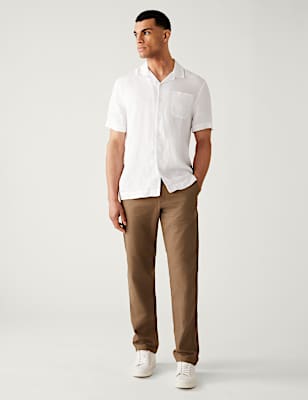 Linen Mix Plain Regular Fit Trousers