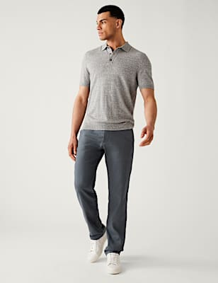 Linen Mix Plain Regular Fit Trousers