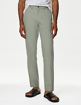 Regular Fit Linen Blend Stretch Chinos
