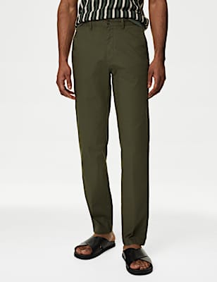 Regular Fit Linen Blend Stretch Chinos