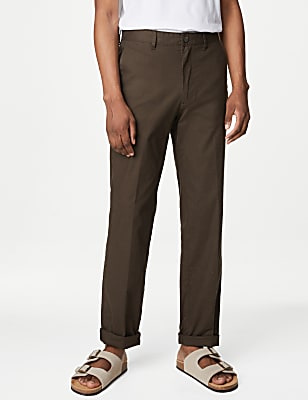 Regular Fit Linen Blend Stretch Chinos