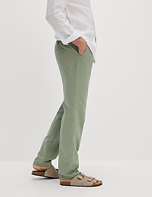Regular Fit Cotton Linen Blend Chinos