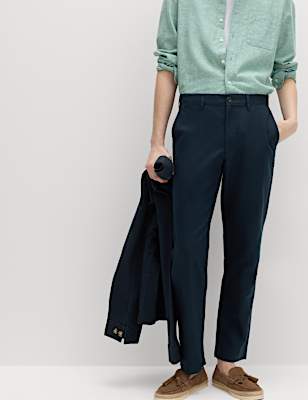 Regular Fit Cotton Linen Blend Chinos