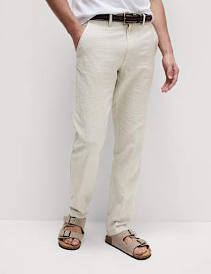 Regular Fit Cotton Linen Blend Chinos