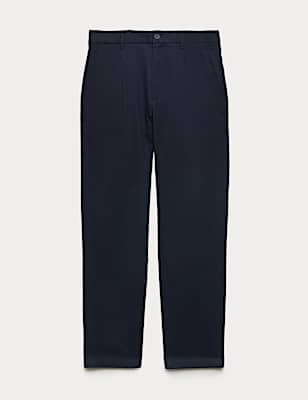 Tapered Fit Textured Dobby Pleat Front Chinos