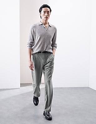 Tapered Fit Single Pleat Trousers