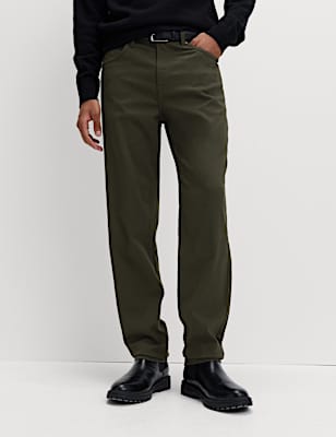 Straight Fit Textured 5 Pocket Trousers