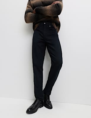 Straight Fit Textured 5 Pocket Trousers