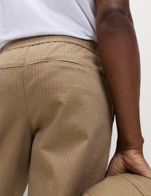 Pure Cotton Herringbone Trousers