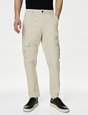 Tapered Fit Pure Cotton Lightweight Cargo Trousers