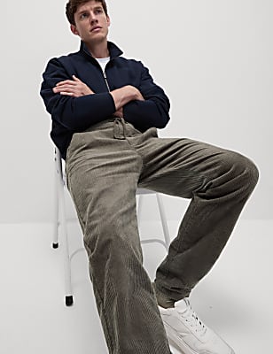 Tapered Fit Elasticated Waist Corduroy Trousers