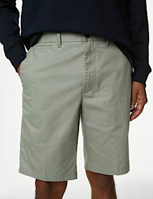 Cotton Mix Plain Regular Fit Chino Shorts