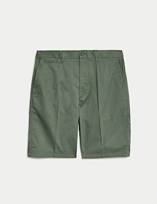 Cotton Mix Plain Regular Fit Chino Shorts
