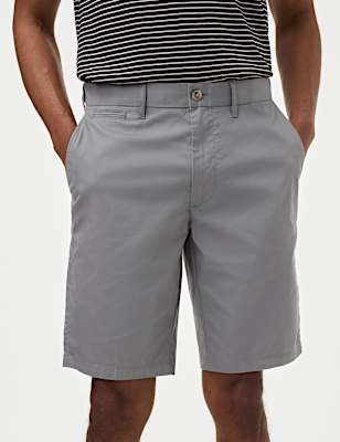 Cotton Mix Plain Regular Fit Chino Shorts
