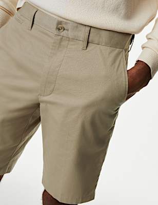 Cotton Mix Plain Regular Fit Chino Shorts