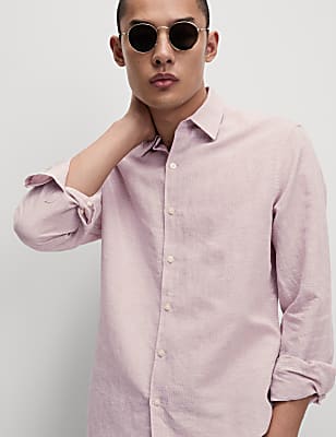 Cotton Linen Blend Puppytooth Shirt