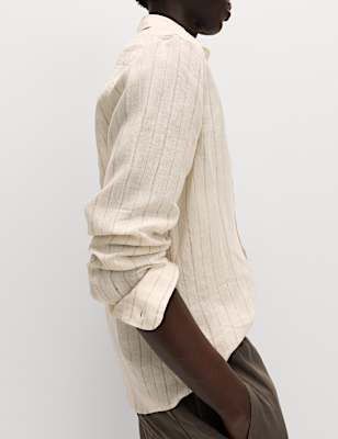 Regular Fit Pure Linen Striped Shirt