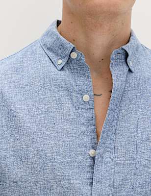 Regular Fit Cotton Linen Blend Shirt