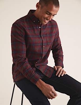 Pure Cotton Flannel Checked Shirt