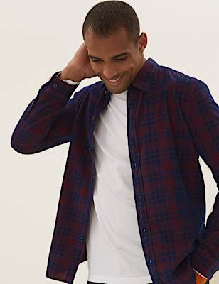 Pure Cotton Corduroy Check Shirt