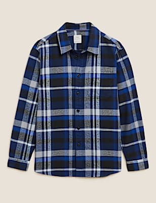Pure Cotton Check Twill Overshirt