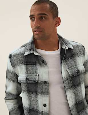 Cotton Rich Double Faced Check Overshirt