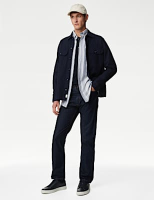 Easy Iron Cotton Rich Striped Oxford Shirt