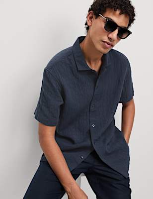 Easy Iron Pure Cotton Textured Shirt