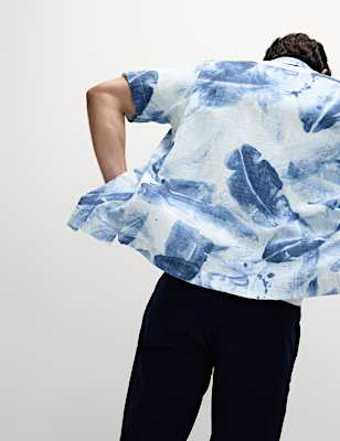 Cotton Rich Short Sleeve Cuban Collar Shirt