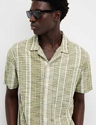 Regular Fit Easy Iron Cotton Blend Striped Shirt