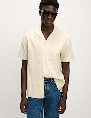 Regular Fit Cotton Rich Textured Shirt
