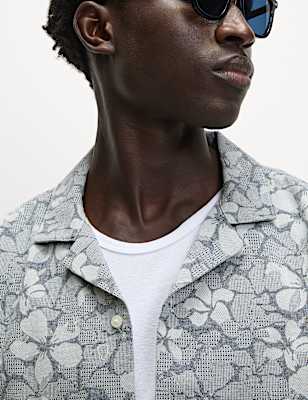 Regular Fit Cotton Rich Floral Short Sleeve Shirt