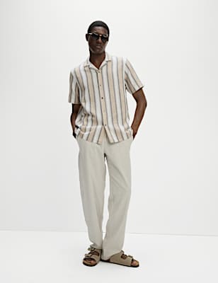 Pure Cotton Striped Short Sleeve Shirt