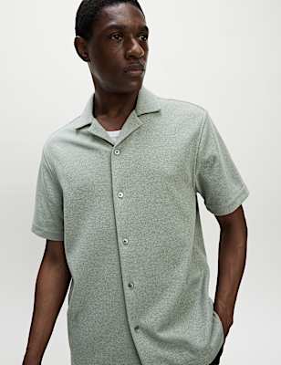 Cotton Blend Textured Knitted Shirt