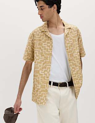 Cotton Rich Geometric Short Sleeve Shirt