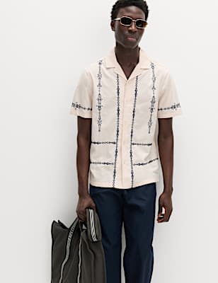 Cotton Rich Embroidered Short Sleeve Shirt