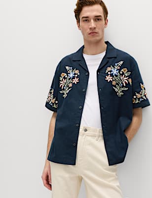 Cotton Rich Embroidered Short Sleeve Shirt