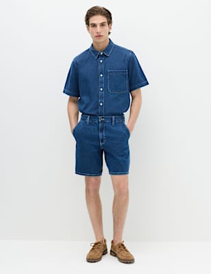 Pure Cotton Denim Short Sleeve Shirt