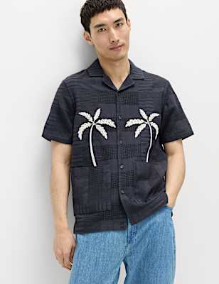 Regular Fit Cotton Rich Textured Shirt