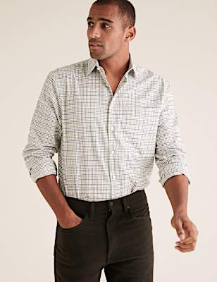 Regular Fit Brushed Cotton Checked Shirt