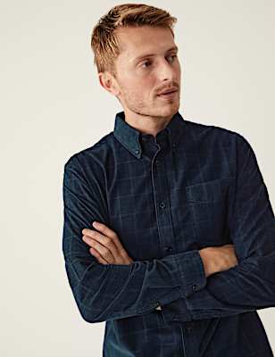 Pure Cotton Corduroy Check Shirt