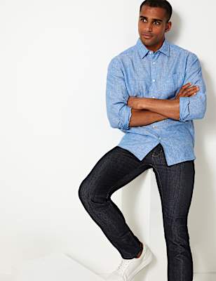 Pure Linen Shirt with Pocket