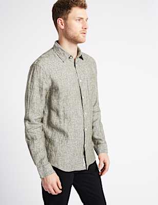 Pure Linen Shirt with Pocket