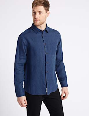 Pure Linen Shirt with Pocket