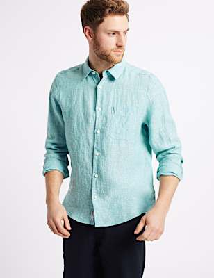 Pure Linen Shirt with Pocket