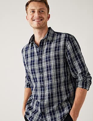 Linen Blend Check Shirt
