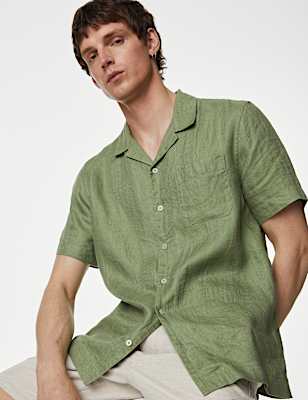 Pure Linen Cuban Collar Shirt