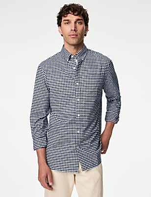 Easy Iron Pure Cotton Check Oxford Shirt