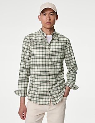 Easy Iron Pure Cotton Check Oxford Shirt